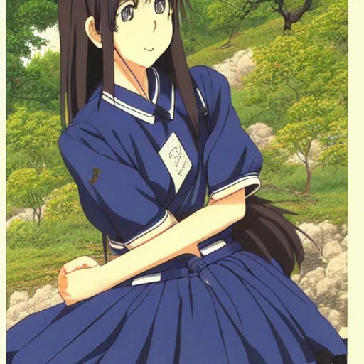 Image similar to beautiful anime high - school girl, full body, 1 / 6 hasui kawase