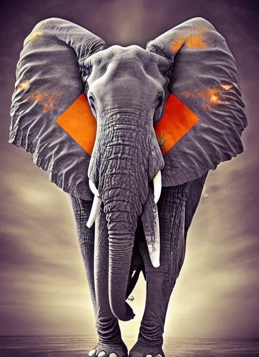 Image similar to ethereal elephant with indian flag colors painted on its face, intricate detail, ornate, conceptual art, soft light, dynamic, art by artgerm