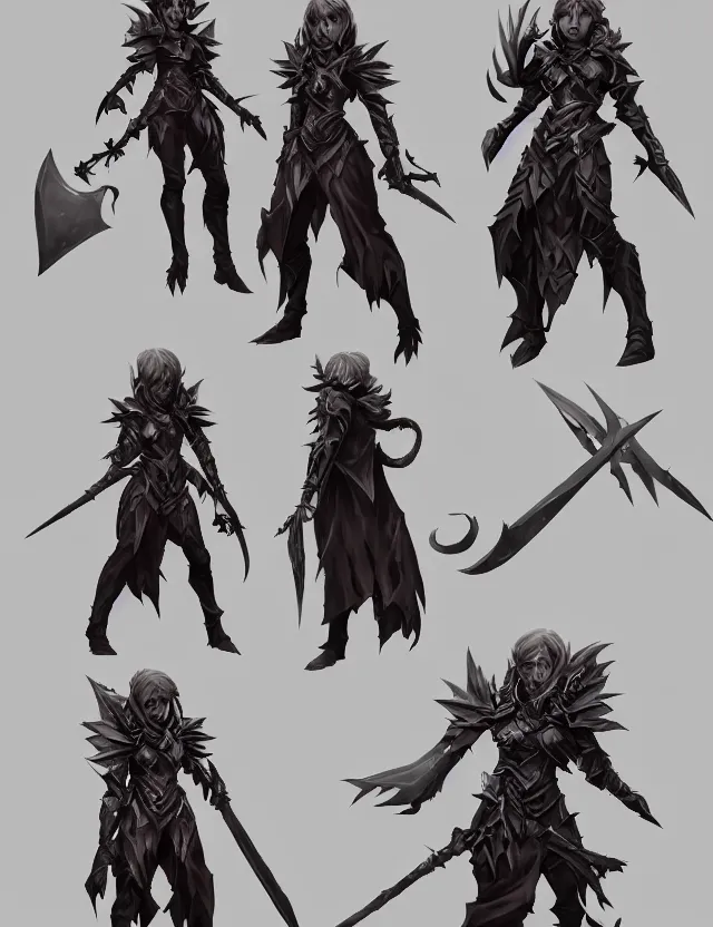 Prompt: the chara design for next slayer playable in league of legend who will fight with a scythe with intricate detail, dynamic lighting, cinematic lighting, by riot august, geoff goodman and artgerm, concept art, featured on artstation, ultrawide angle