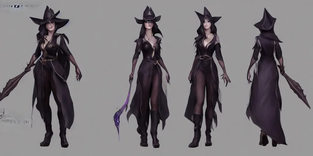 Prompt: Character sheet of prestige coven leblanc (League of Legends). 3d render, octane render, game art, realistic, highly detailed, trending on artstation, 4k, trending on artstation, pixar, cgsociety, unreal engine 5, redshift render, trending on artstation, blender, behance, cg