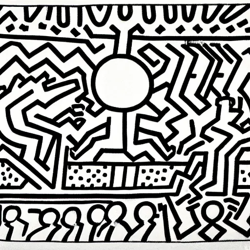 Prompt: train by Keith Haring