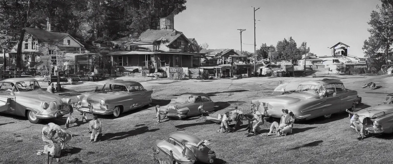 Prompt: detailed sharp photograph in the style of popular science circa 1 9 5 5 and gregory crewdson of little league baseball game