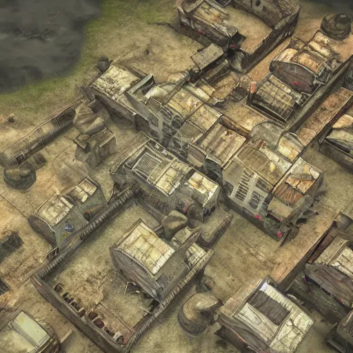 Image similar to a beautiful overhead view of silent hill rts, unreal, ultra detailed