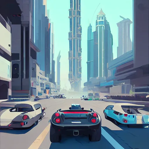 Image similar to gta : dubai, by atey ghailan