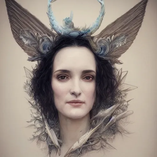 Prompt: a beautiful detailed surreal winona ryder, hiperrealism by ellen jewett