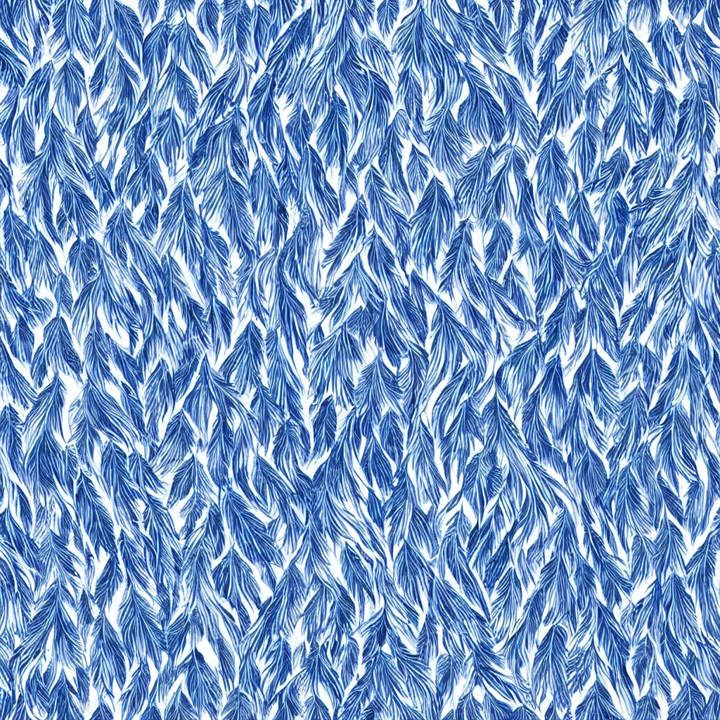 Prompt: seamless blue and white symmetric feather texture, 4k