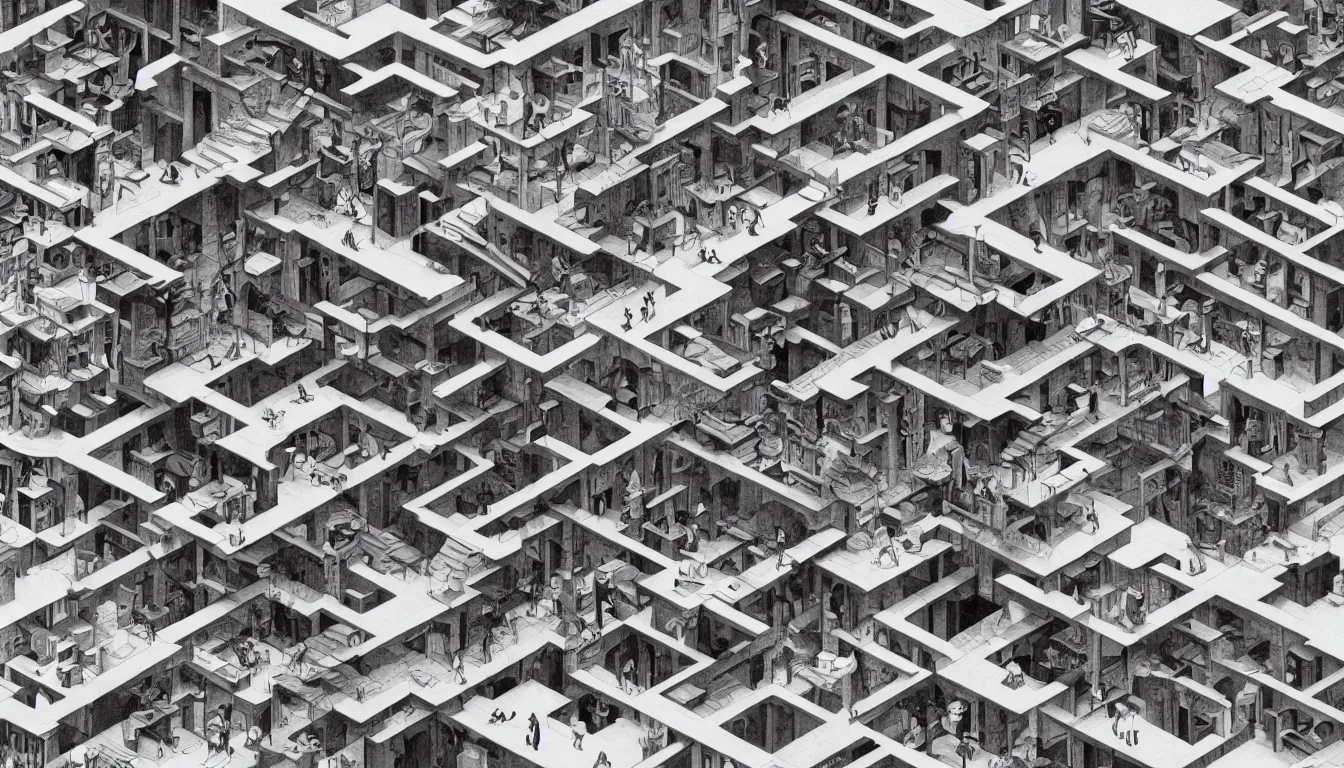 Image similar to m c escher impossible architecture