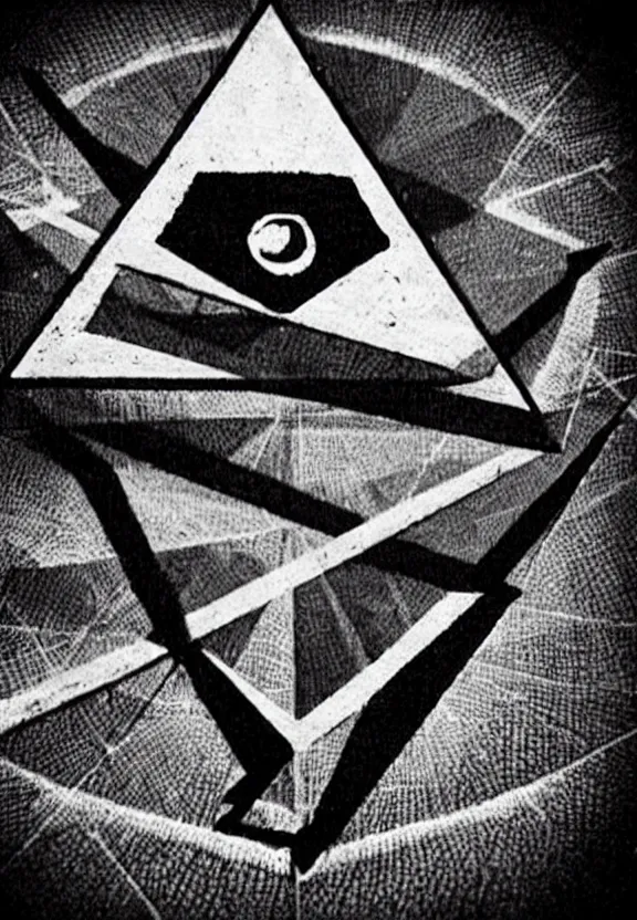 Image similar to simple, simplicity, subgenius, x - day, weird stuff, occult stuff, geometry, illuminati, gem tones, hyperrealism, stage lighting