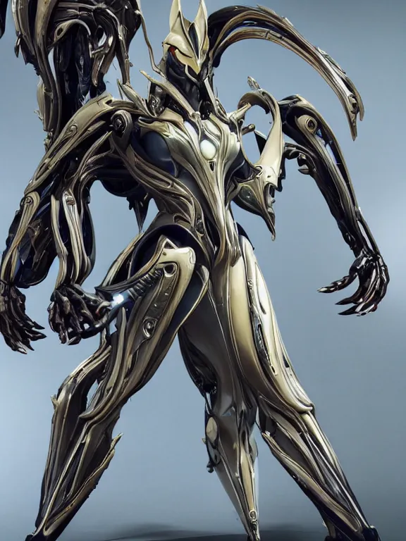 Image similar to extremely detailed front shot, low shot, of a beautiful elegant saryn warframe, that's a giant beautiful stunning anthropomorphic robot female dragon with metal cat ears, posing elegantly, detailed sharp robot dragon paws for feet, thick smooth warframe legs, streamlined white armor, long elegant tail, two arms, two legs, long tail, detailed warframe fanart, destiny fanart, high quality digital art, giantess art, furry art, realistic digital art, warframe art, Destiny art, furaffinity, DeviantArt, artstation, 8k HD, octane render