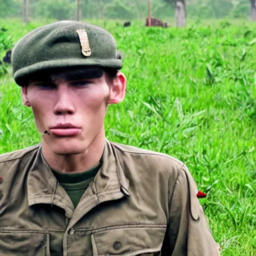 Prompt: youtuber jerma 9 8 5 in the vietnam war 4 k, high resolution, still, landscape, hd, dslr, hyper realistic