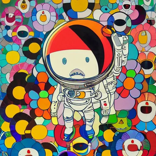 Image similar to astronaut painting by takashi murakami