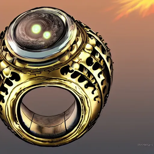 Prompt: An alien ring of great power, product showcase