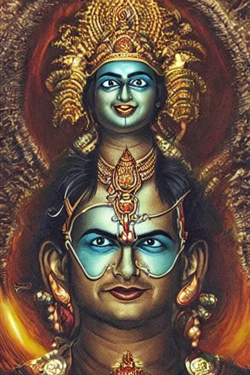 Image similar to hyperrealistic artwork depiction of the Hindu God Vishnu Tom Cruise