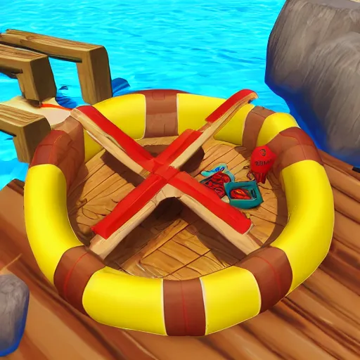 Prompt: a raft in the game Raft
