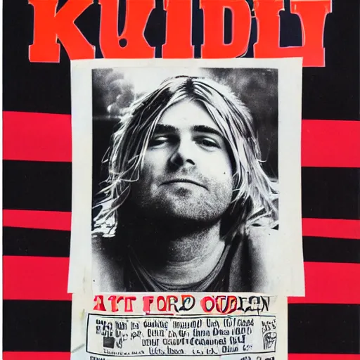 Image similar to old fat kurt cobain advertising gun front page