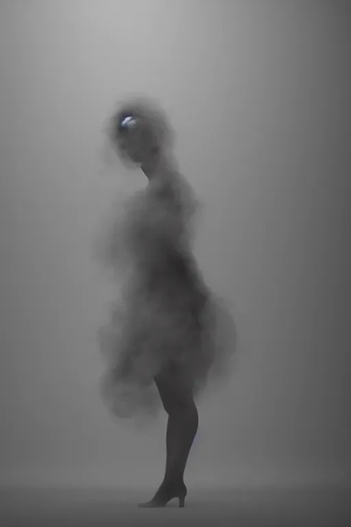 Prompt: a woman made entirely of smoke, dancing, atmospheric, octane render, volumetric light