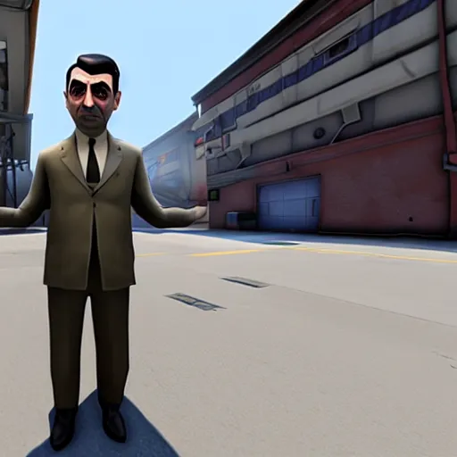 Image similar to mr. bean as medic in team fortress 2. unreal engine, source engine, tf 2, valve