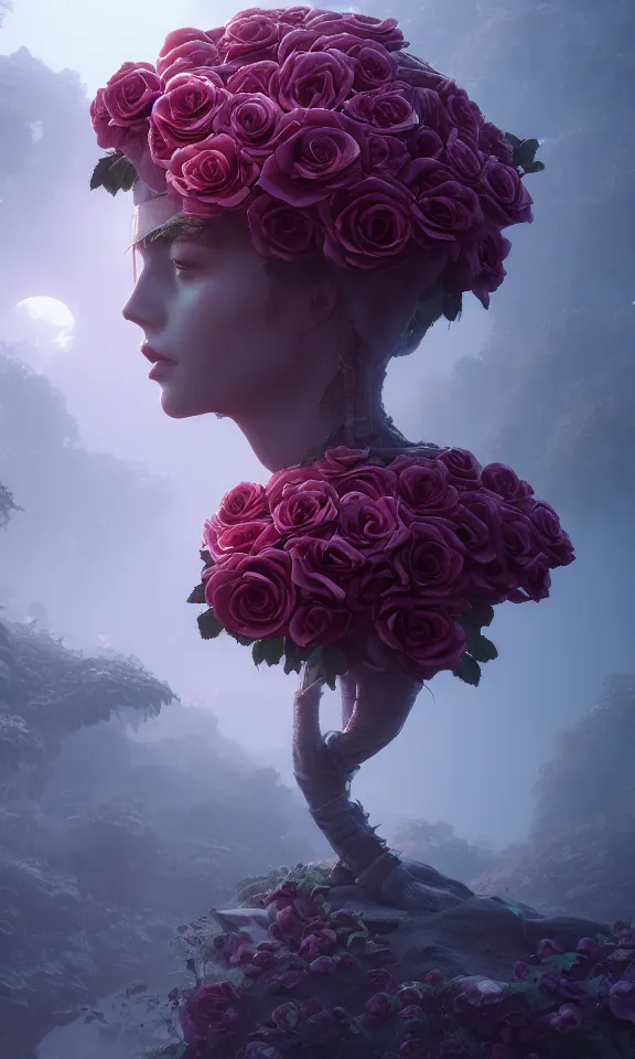 Image similar to the dawn brought by a thousand roses, featured in artstation, octane render, cinematic, elegant, intricate, ultra detailed, rule of thirds, professional lighting, unreal engine, fantasy, concept art, sharp focus, illustration, 8 k