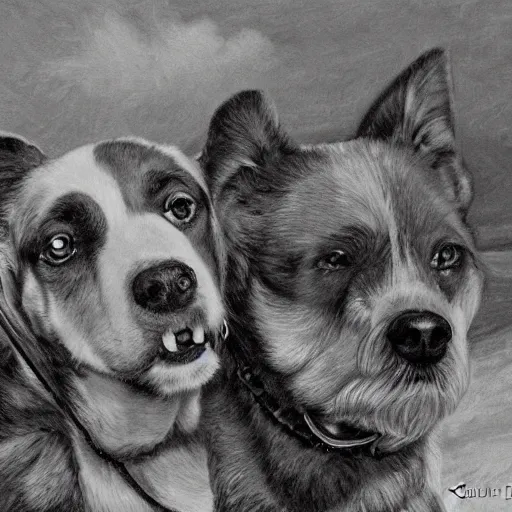 Prompt: closeup portrait of a dogs fighting trench war by gus hunter