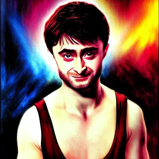 Prompt: daniel radcliffe is the devil, airbrush art, drew struzan illustration art, key art, portrait