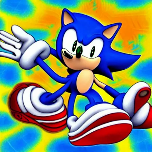 Prompt: sonic the hedgehog lsd adventure psychedelic professional photo award winning