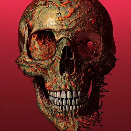 Image similar to portrait_of_a_melting_skull._intricate_abstract._intricate_artwork._by_Tooth_Wu_wlop_beeple_dan_mumford._octane_render_trending_on_artstat