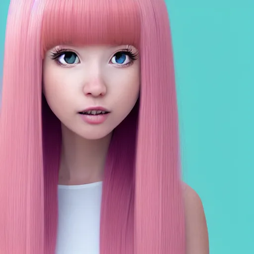 Prompt: Portrait of Nikki from Shining Nikki and Love, a cute 3d cgi toon young woman with long light pink hair, full bangs, hazel eyes, full face, light makeup, pale skin, Chinese heritage, cute outfit, medium shot, mid-shot, soft focus, 4k, trending on artstation, as a Pixar character