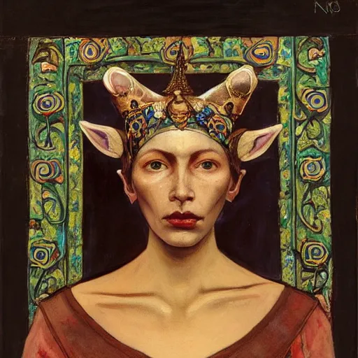 Image similar to the bone crown, by Annie Swynnerton and Nicholas Roerich, dark skin, elaborate costume, flowers, iridescent beetles, rich color, dramatic cinematic lighting, smooth, sharp focus, extremely detailed