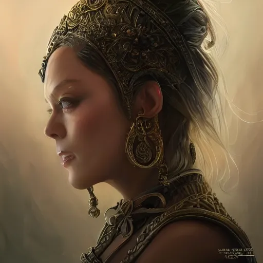 Prompt: a portrait of ornella muti as a sorceress, urban motifs, intricate, elegant, highly detailed, digital painting, trending on artstation, concept art, smooth sharp focus, illustration, art by artgerm and greg rutkowski