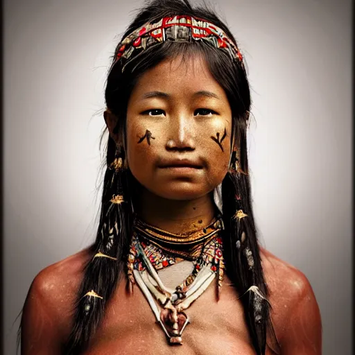 Image similar to young bautiful asian tribal female by Jimmy Nelson