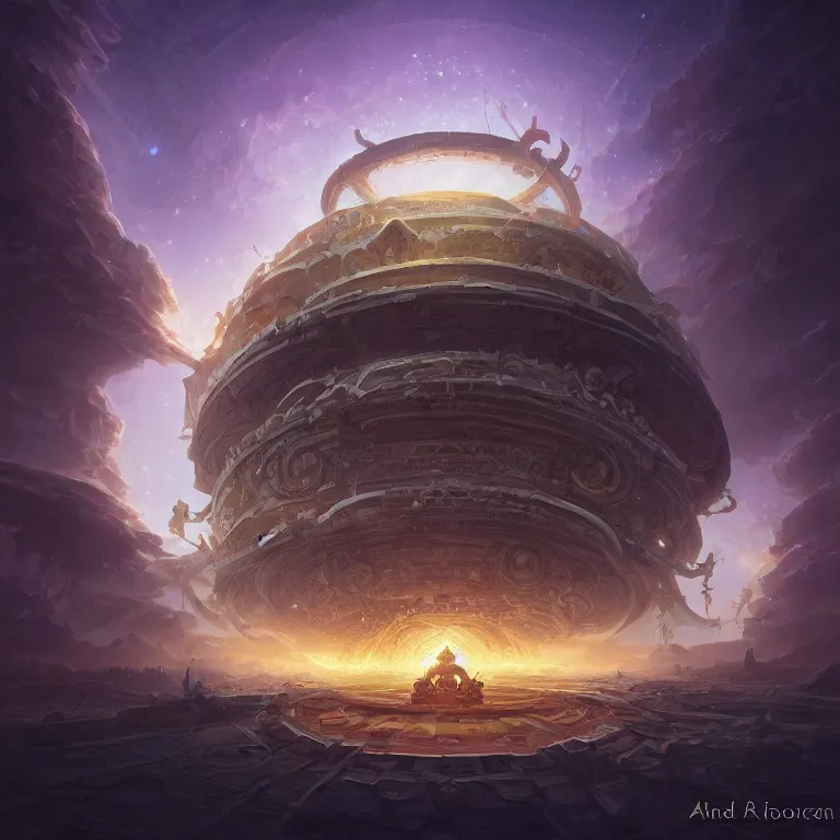 Image similar to Giant Floating Circular Ancient Sacred Sublime Cosmic Structure by Andreas Rocha