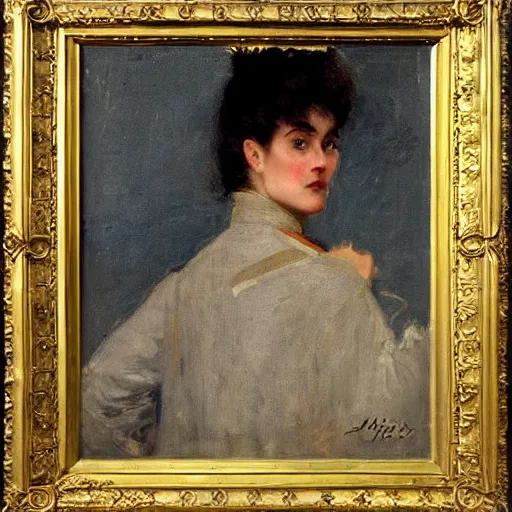 Prompt: portrait of action heroine by alfred stevens