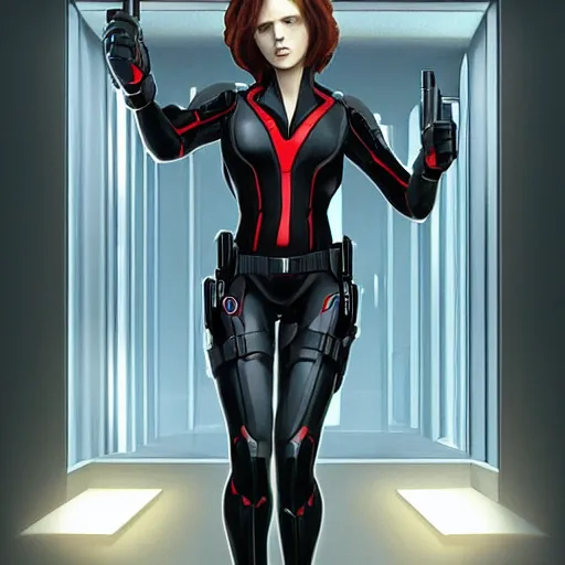 Image similar to black widow in an research facility, artstation hall of fame gallery, editors choice, #1 digital painting of all time, most beautiful image ever created, emotionally evocative, greatest art ever made, lifetime achievement magnum opus masterpiece, the most amazing breathtaking image with the deepest message ever painted, a thing of beauty beyond imagination or words