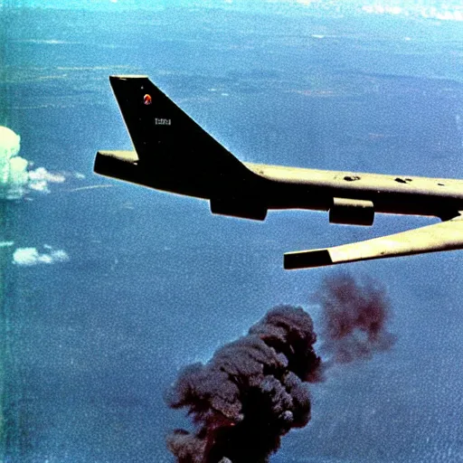 Image similar to realistic b - 5 2 dropping bombs in vietnam