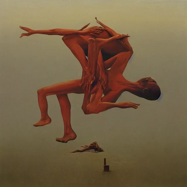 Prompt: Painting, Creative Design, album cover art, Human mind, surrealist, by Zdzisław Beksiński and storm thorgerson