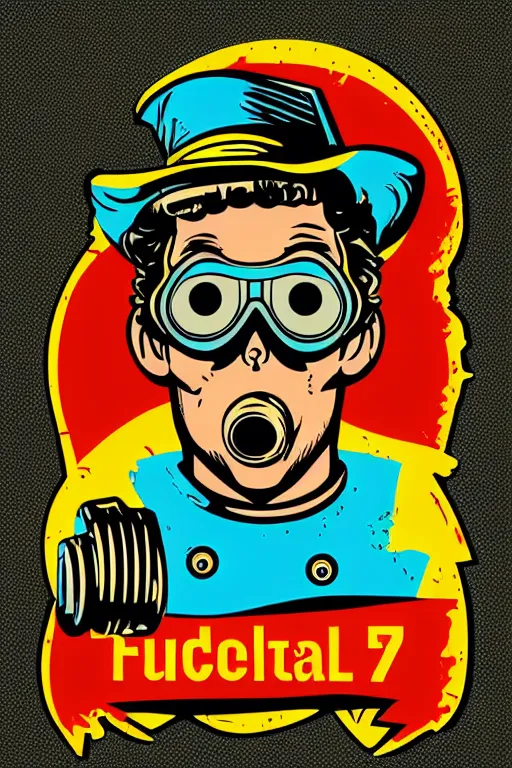 Image similar to fallout 7 6 retro futurist illustration art by butcher billy, sticker, colorful, illustration, highly detailed, simple, smooth and clean vector curves, no jagged lines, vector art, smooth andy warhol style