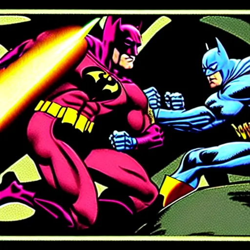 Prompt: ultra detailed picture of a fight where batman is against the flash, extremely detailed, epic, dark, highly realistic, spiritual masterpiece, beautiful, ultra hd