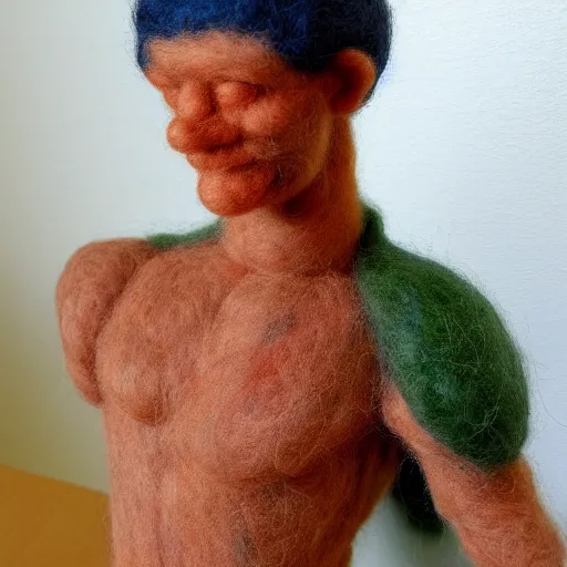 Image similar to needle felted sculpture of david by michelangelo