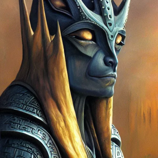 Prompt: Anubis, elden ring boss, matte painting, detailed, elden ring, oil on canvas