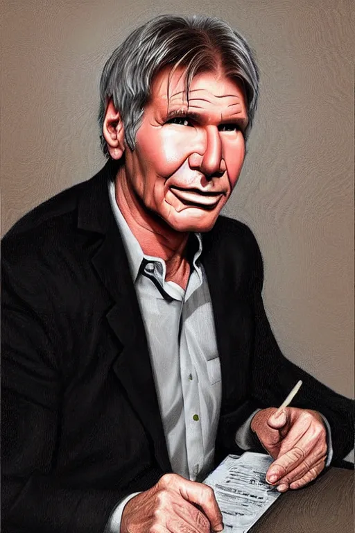 Image similar to harrison ford painted by mark ryden