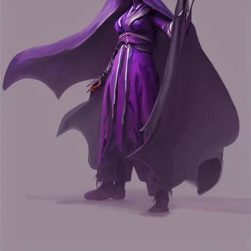 Prompt: full body, female warlock long hood cloak purple and a beautiful face, fighting monster with magic, 8 k, trending on artstation by tooth wu and greg rutkowski