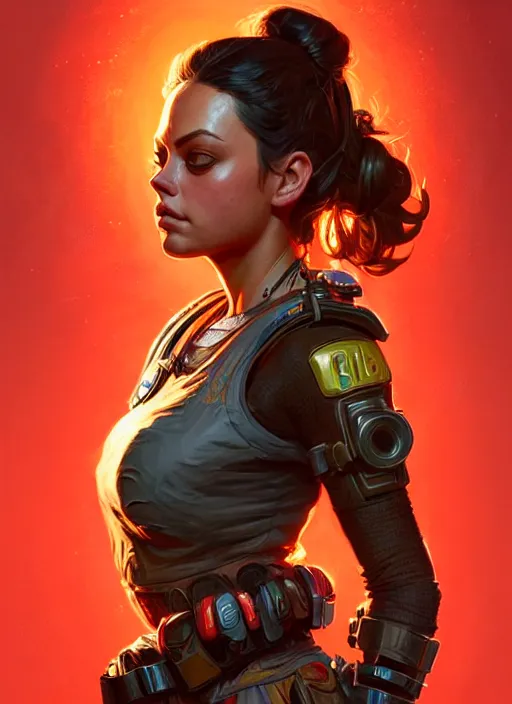 Prompt: portrait of apex legends mila kunis, intricate, elegant, glowing lights, highly detailed, digital painting, artstation, glamor pose, concept art, smooth, sharp focus, illustration, art by artgerm and greg rutkowski, artey freytag