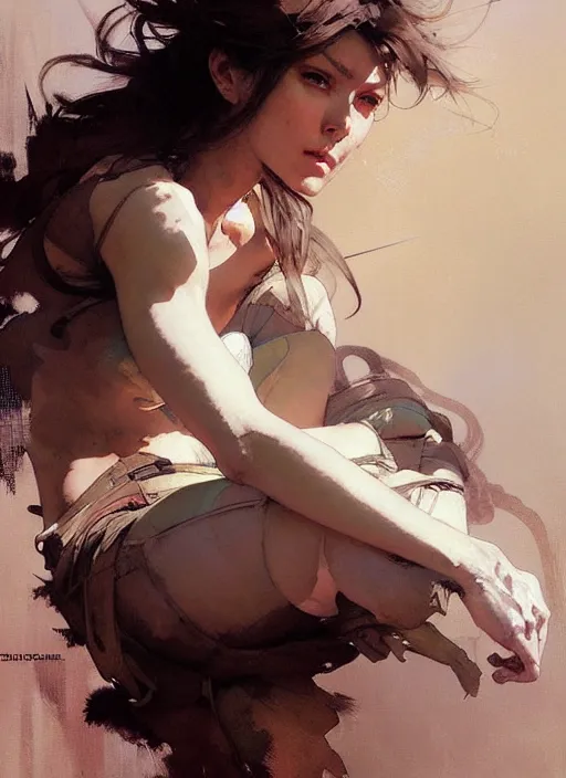 Image similar to beautiful neutral earth toned palette knife painting artwork by yoji shinkawa jeremy mann, 💃, charlie bowater and magali villeneuve and alphonse mucha, gaston bussiere, craig mullins, j. c. leyendecker, by artgerm