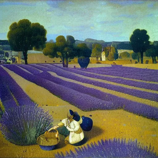 Image similar to field of lavender in france by johannes vermeer