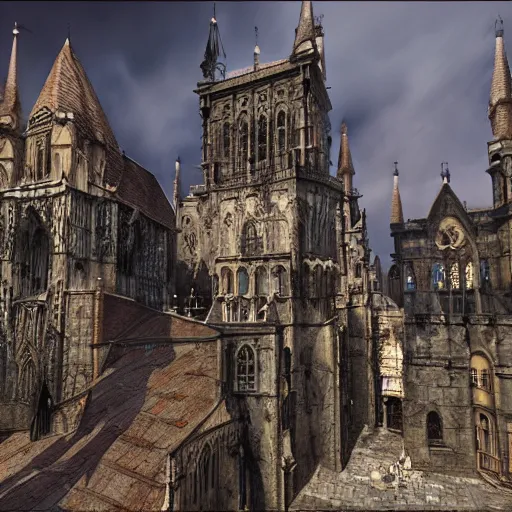 Prompt: gothic medieval city, hdr raytracing, highly detailed