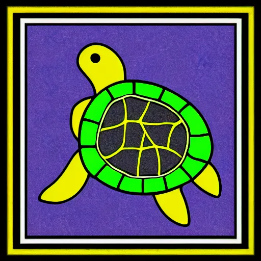 Prompt: turtle portrait, 8 0 s synch, wave, neon