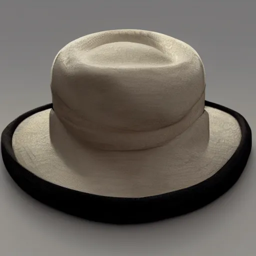 Prompt: a hat made out of parchment covered with calligraphy hyperrealistic photorealistic render 3 d detailed!!!