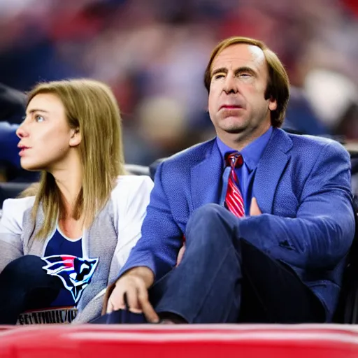 Image similar to saul goodman at a new england patriots game, photography,