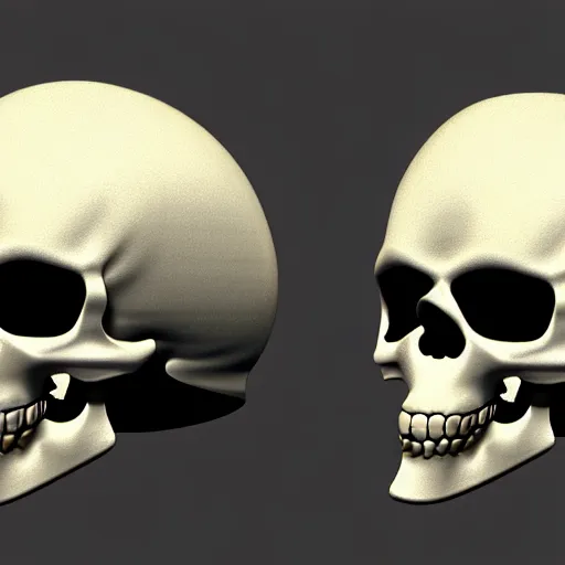 Prompt: scull helmet front and side view, concept art