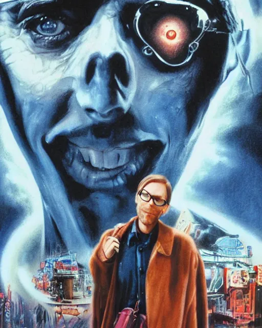 Image similar to stephen merchant, airbrush, drew struzan illustration art, key art, movie poster